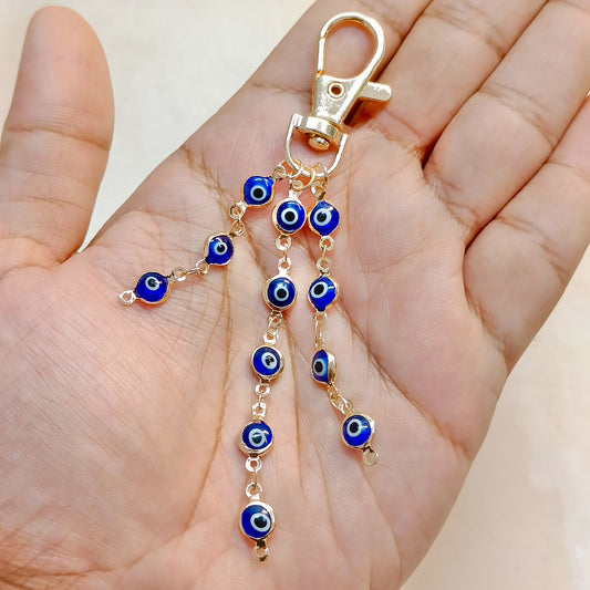 Blue Evil Eye Nazariya Three Layer Motif Chain Bag Charm