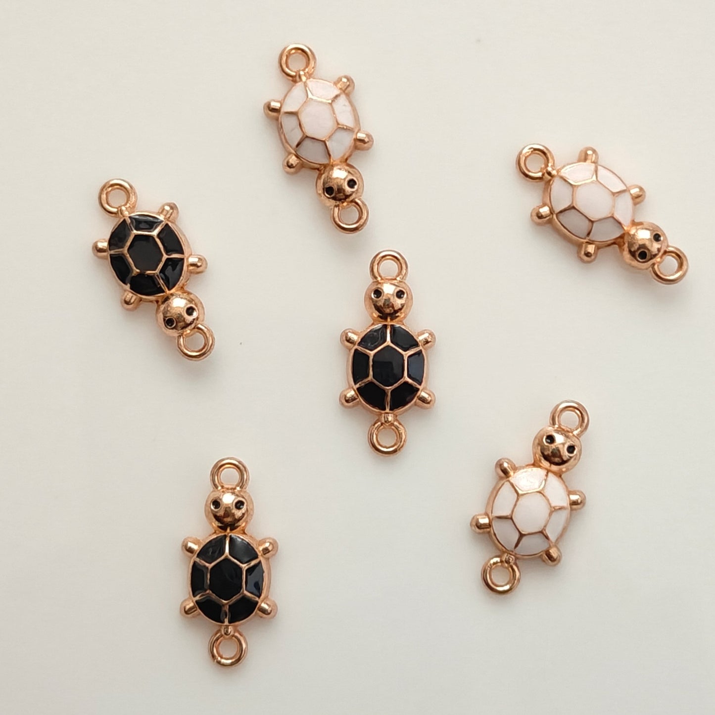 Cute Mini Black & White Pair Tortoise Connector Charms