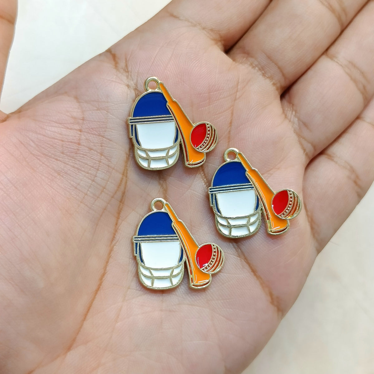 Cricket Sports Theme Metal Charms