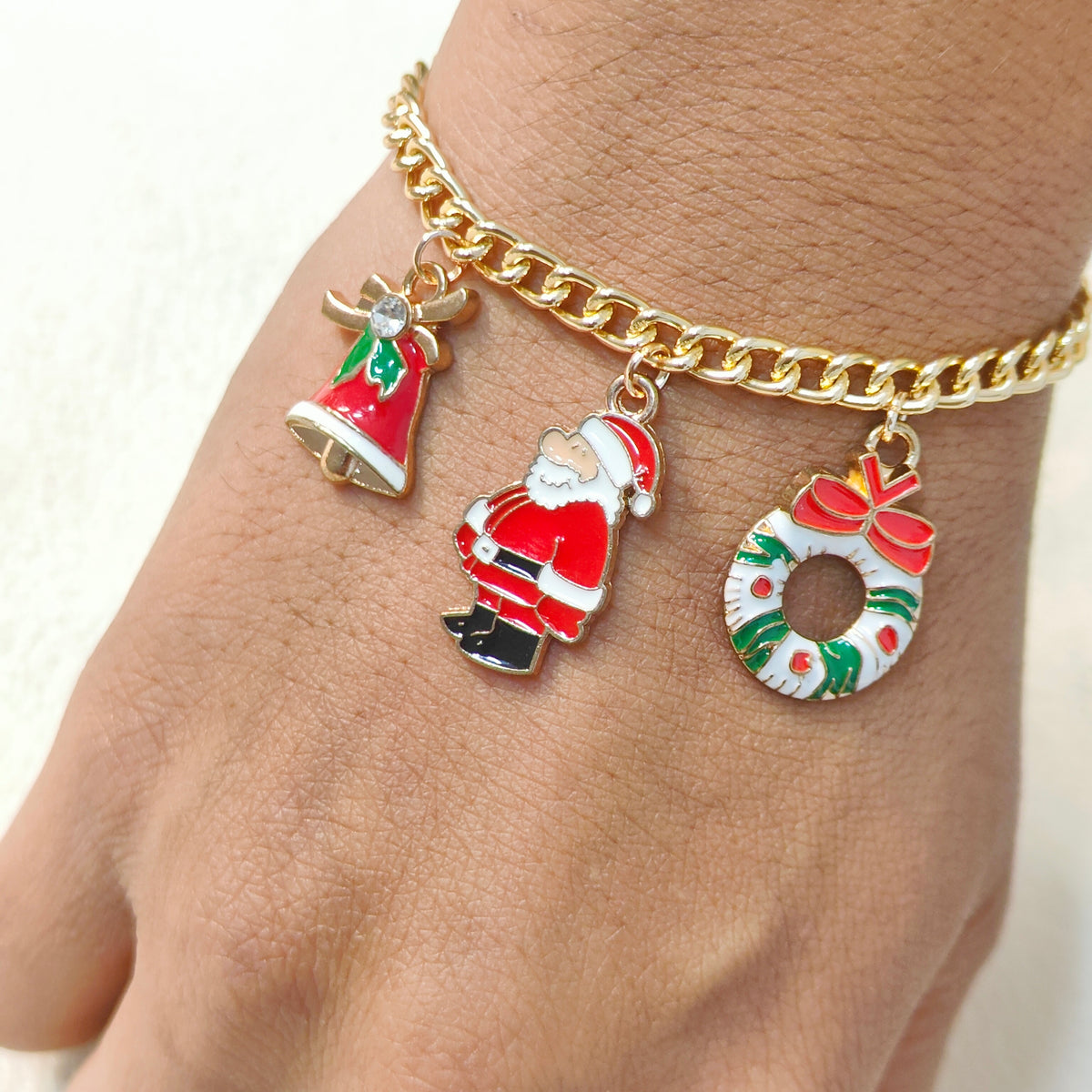 Three Charms Combo Christmas Golden Bracelet (Design CB2)