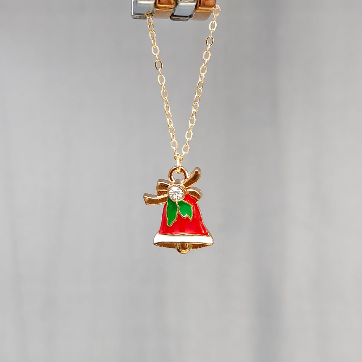 Studded Jingle Bell Golden Christmas Watch Charm