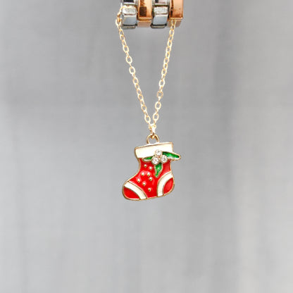 Mini Xmas Sock Golden Christmas Watch Charm
