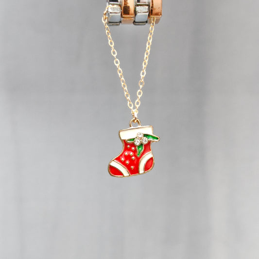 Mini Xmas Sock Golden Christmas Watch Charm