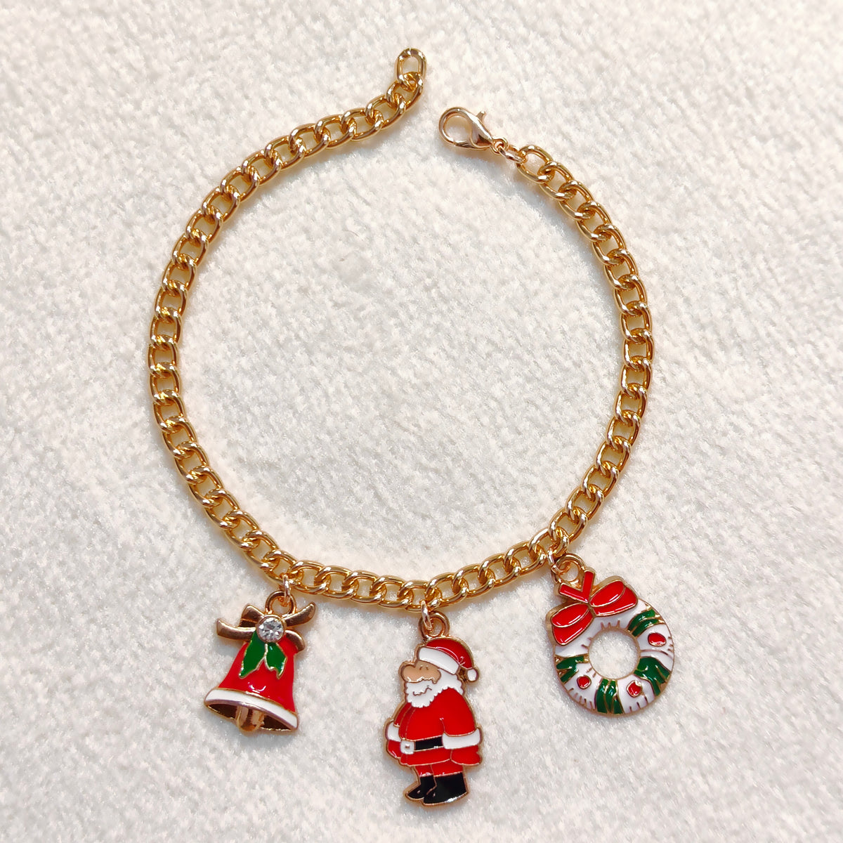 Three Charms Combo Christmas Golden Bracelet (Design CB2)