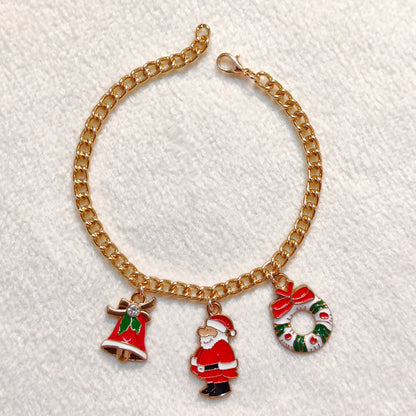 Three Charms Combo Christmas Golden Bracelet (Design CB2)