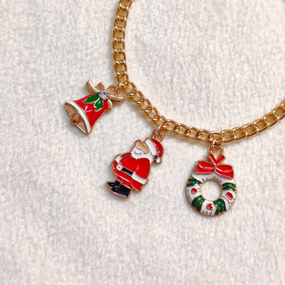 Three Charms Combo Christmas Golden Bracelet (Design CB2)