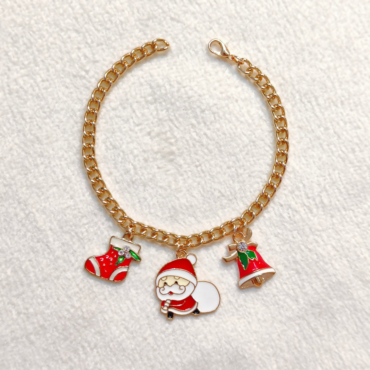 Three Charms Combo Christmas Golden Bracelet (Design CB1)