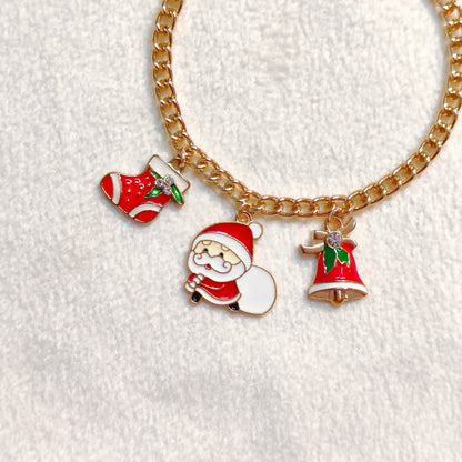 Three Charms Combo Christmas Golden Bracelet (Design CB1)
