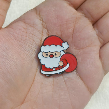 Cute Sneaky Santa Christmas Theme Enamel Pin