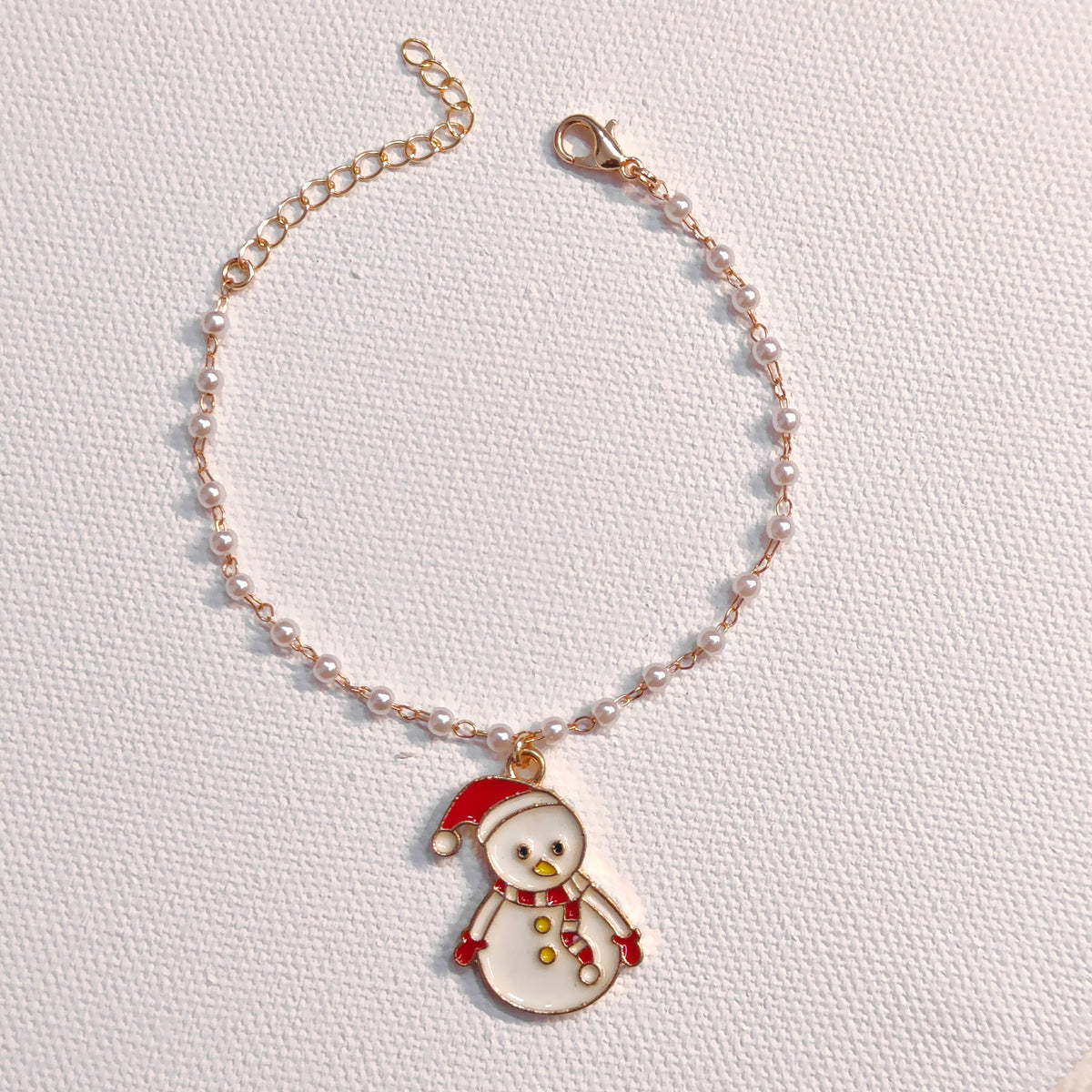 Chonky Snowman & Xmas Sock Christmas Pearl Chain Bracelets