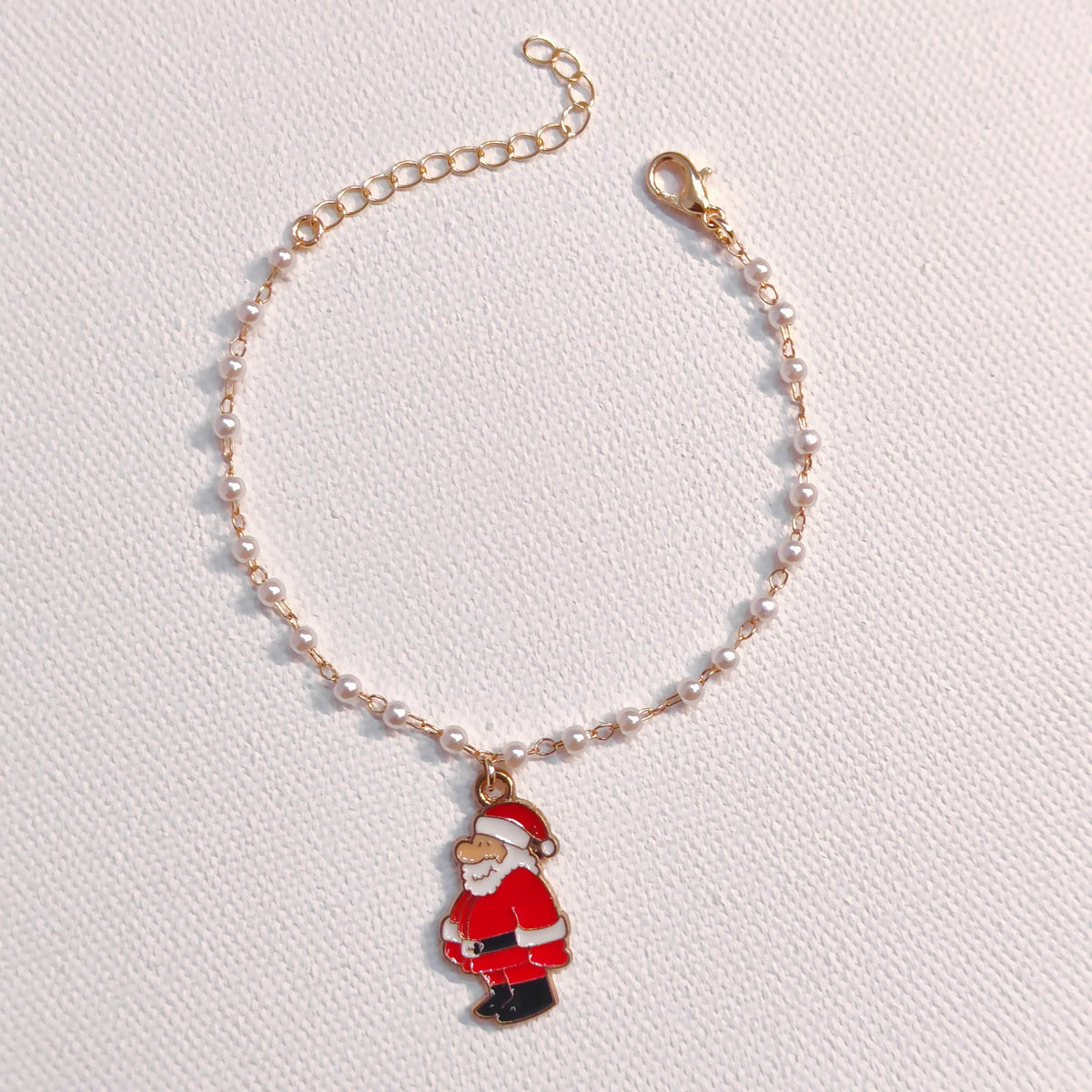 Santa & Spotted Reindeer Christmas Pearl Chain Bracelets