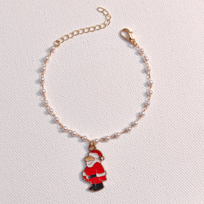 Santa & Spotted Reindeer Christmas Pearl Chain Bracelets