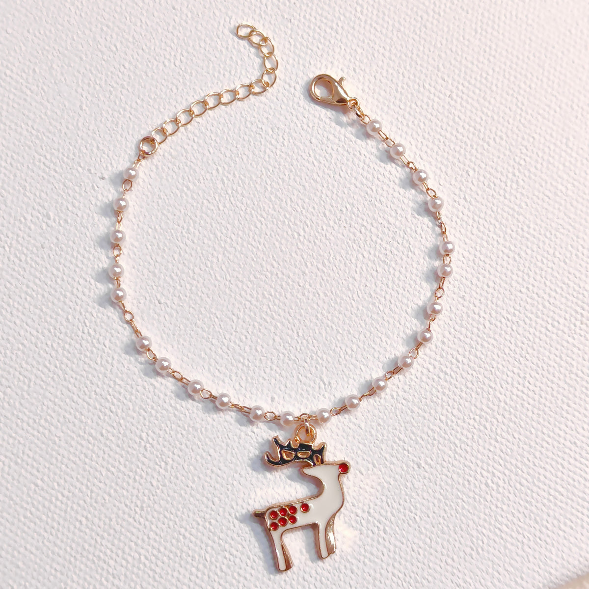 Santa & Spotted Reindeer Christmas Pearl Chain Bracelets