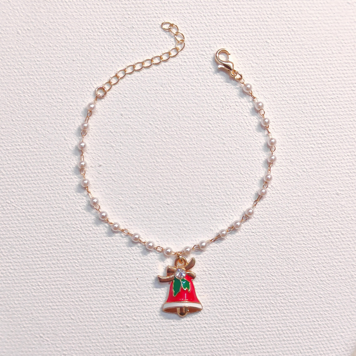 Sneaky Santa & Jingle Bell Christmas Pearl Chain Bracelets