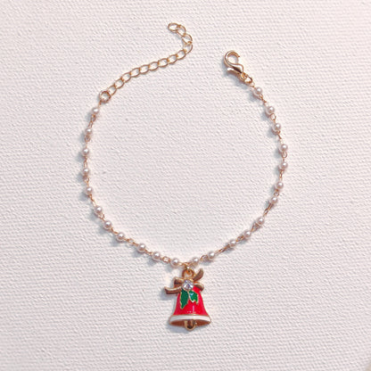 Sneaky Santa & Jingle Bell Christmas Pearl Chain Bracelets
