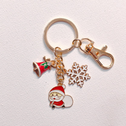 Three Charms Combo Christmas Golden Bag Charm Keychain (Design CK3)