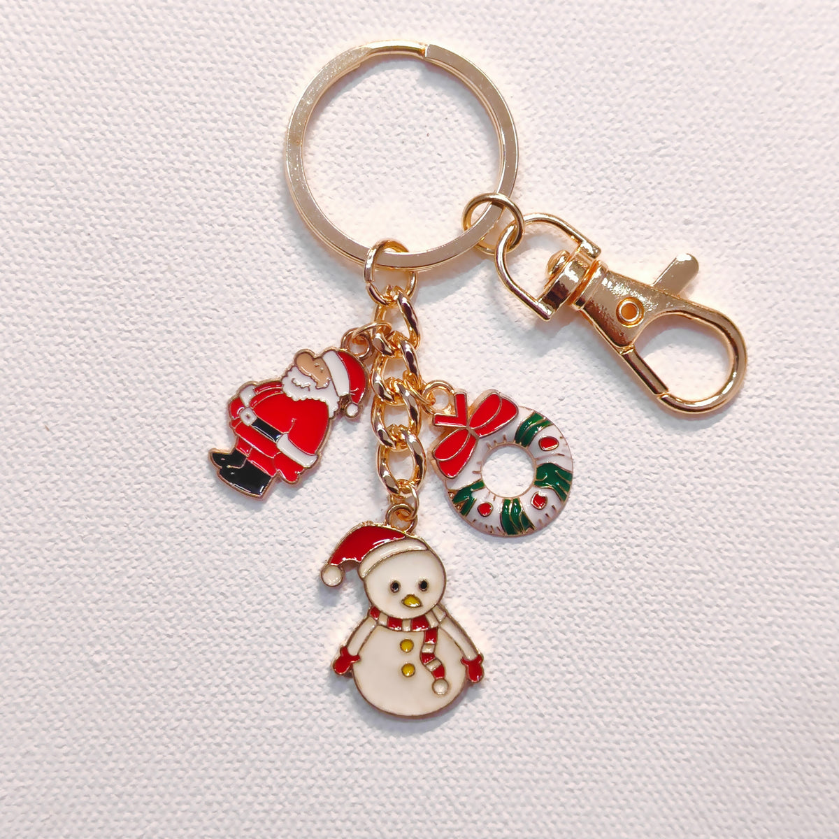 Three Charms Combo Christmas Golden Bag Charm Keychain (Design CK1)