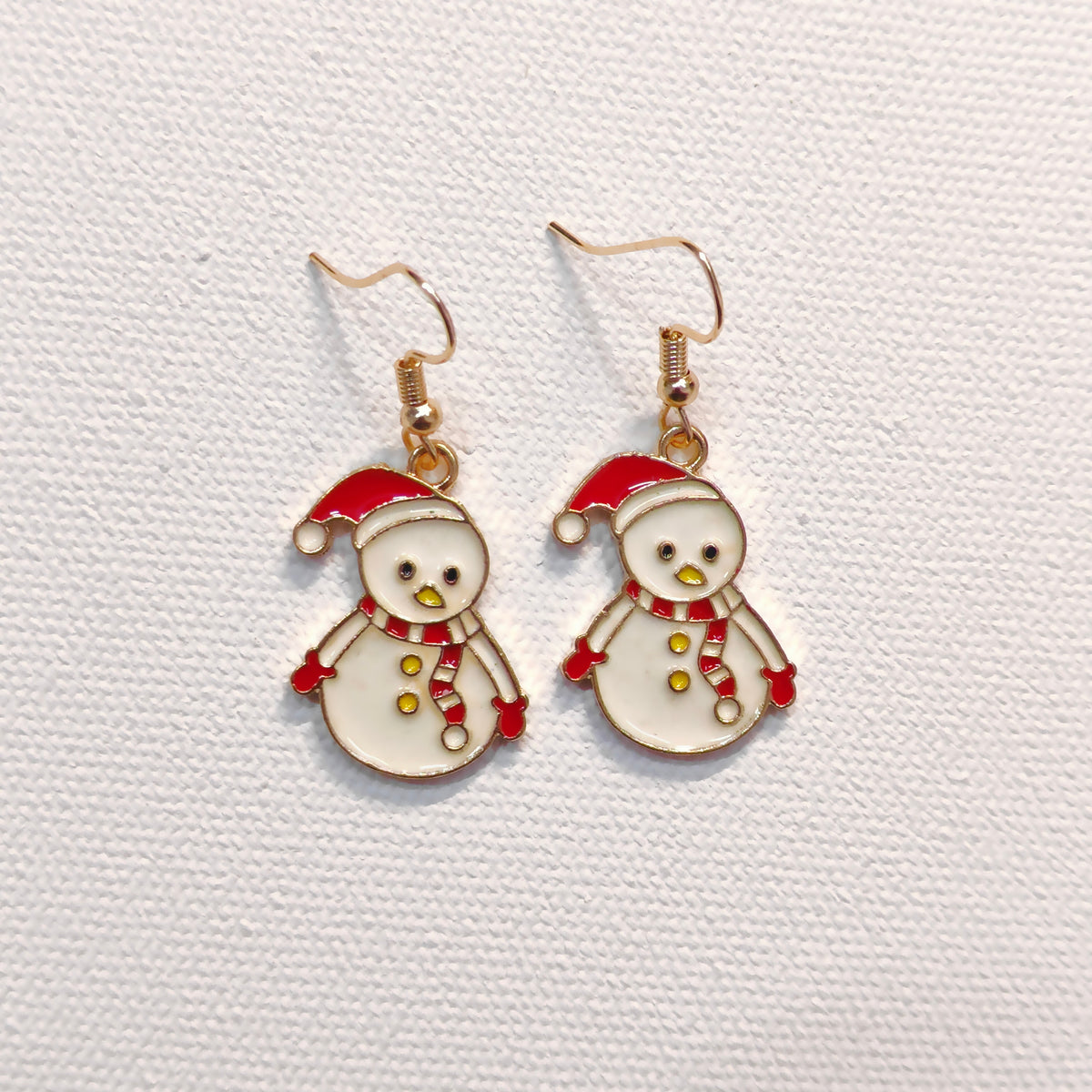Chonky Snowman Golden Christmas Earrings