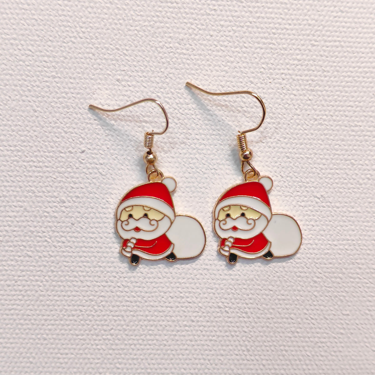 Sneaky Santa Golden Christmas Earrings