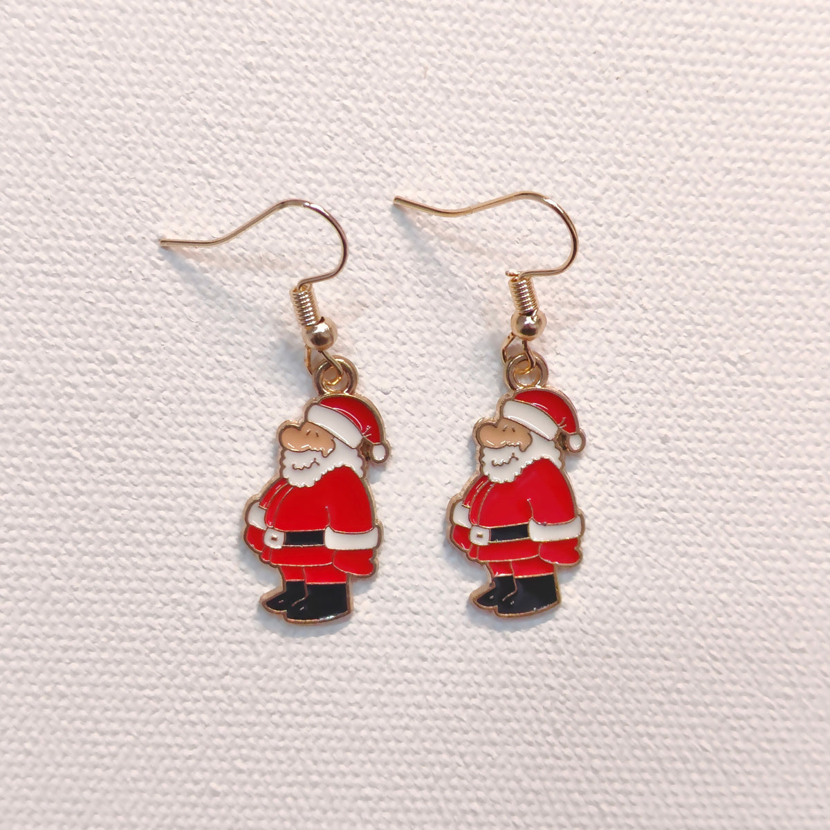 Standing Santa Golden Christmas Earrings