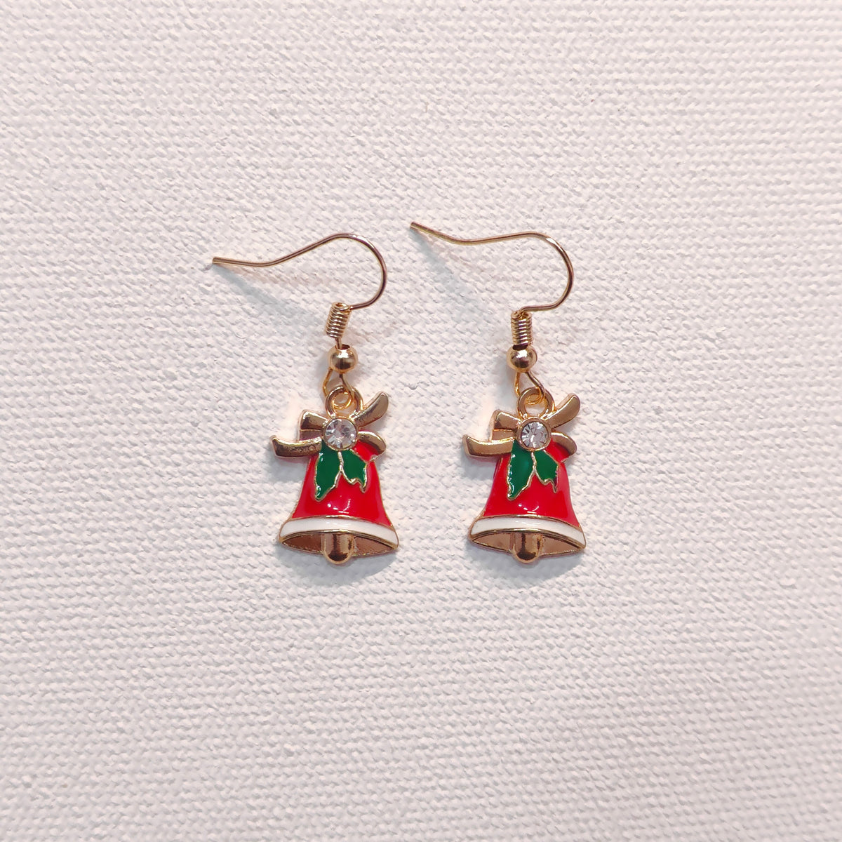 Studded Jingle Bell Golden Christmas Earrings