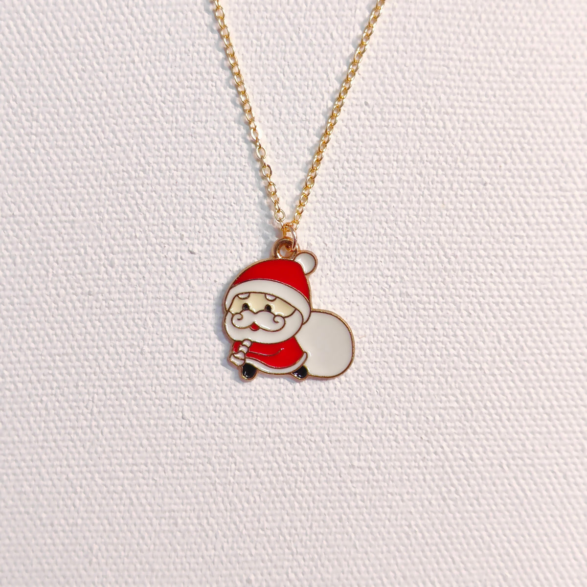 Sneaky Santa Golden Christmas Charm Necklace