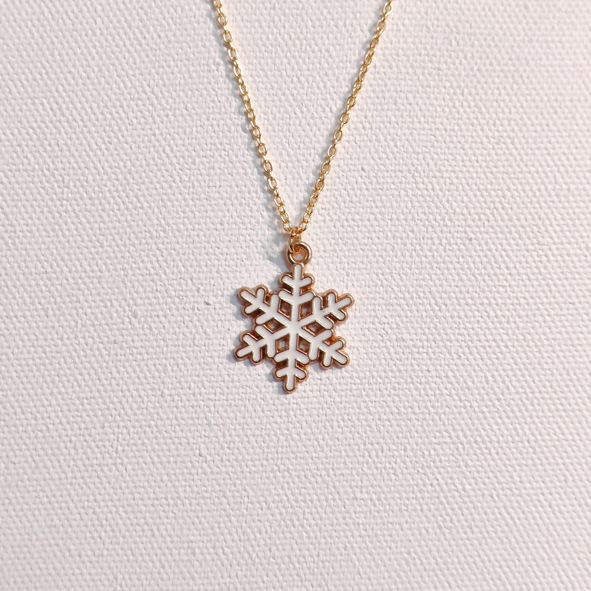 Spiky Snowflake Golden Christmas Charm Necklace