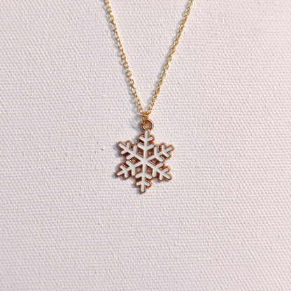 Spiky Snowflake Golden Christmas Charm Necklace