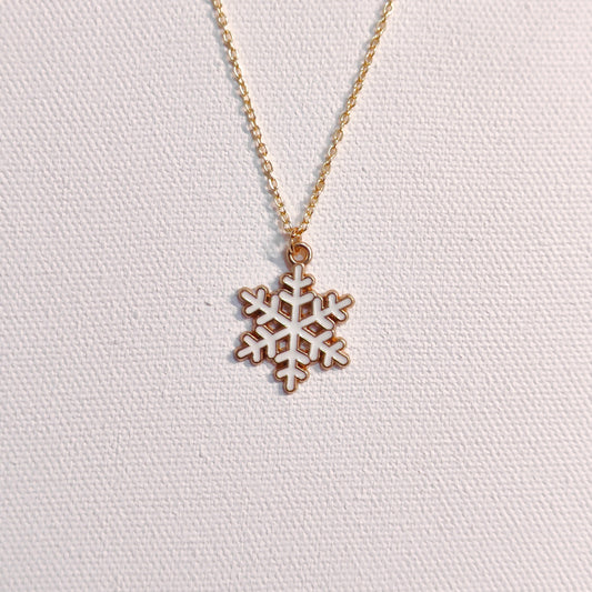 Spiky Snowflake Golden Christmas Charm Necklace