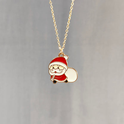 Sneaky Santa Golden Christmas Charm Necklace