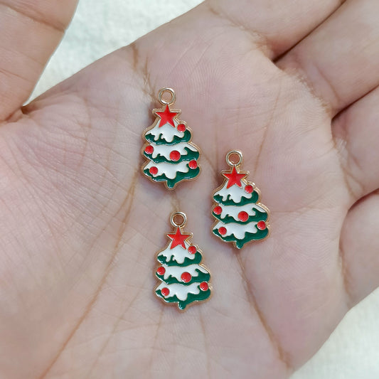 Snowy Christmas Tree Metal Charms