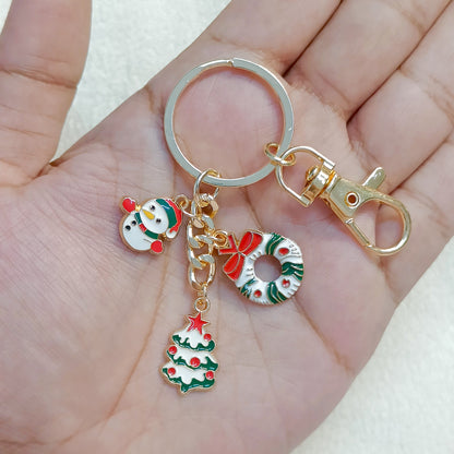 Three Charms Combo Christmas Golden Bag Charm Keychain (Design CK4)