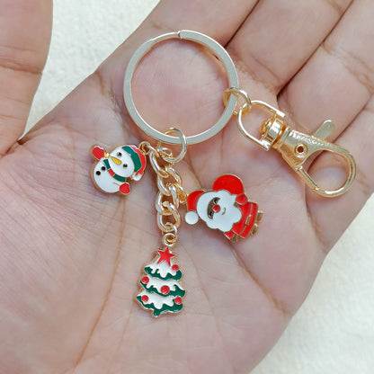 Three Charms Combo Christmas Golden Bag Charm Keychain (Design CK6)