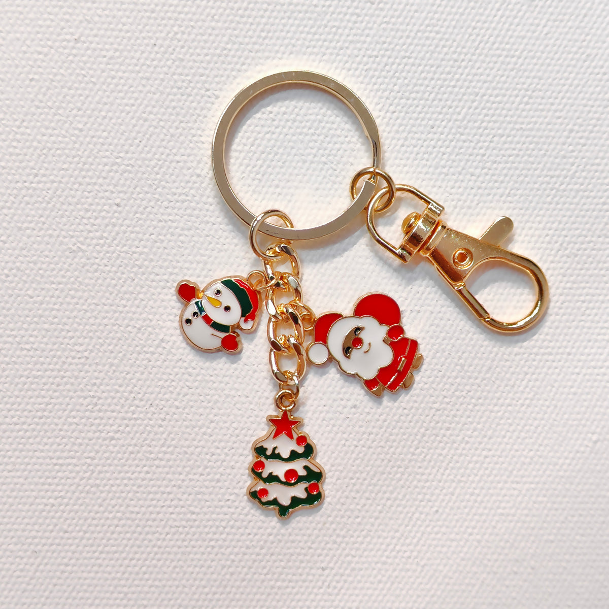 Three Charms Combo Christmas Golden Bag Charm Keychain (Design CK5)