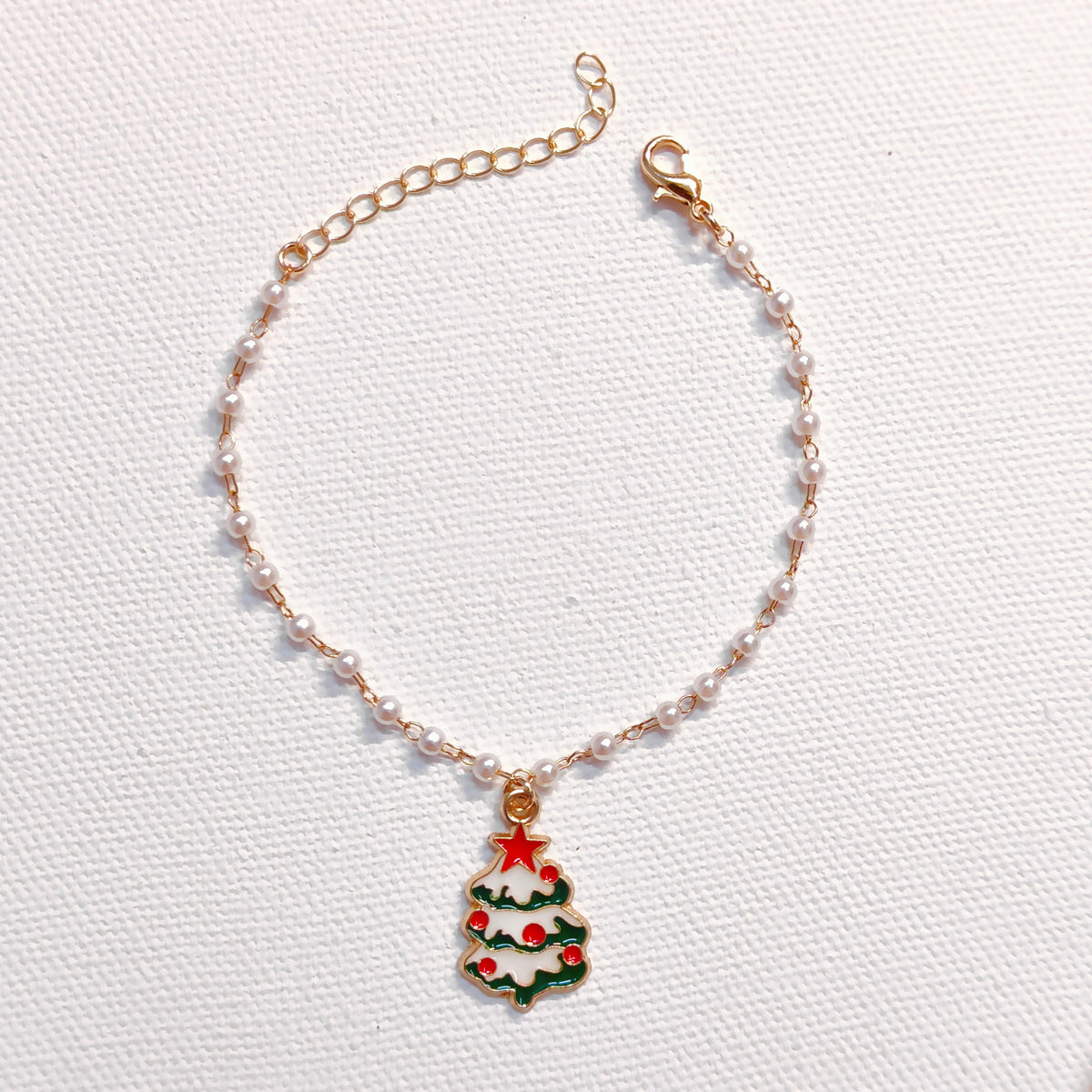 Xmas Tree & Sneaky Santa Christmas Pearl Chain Bracelets