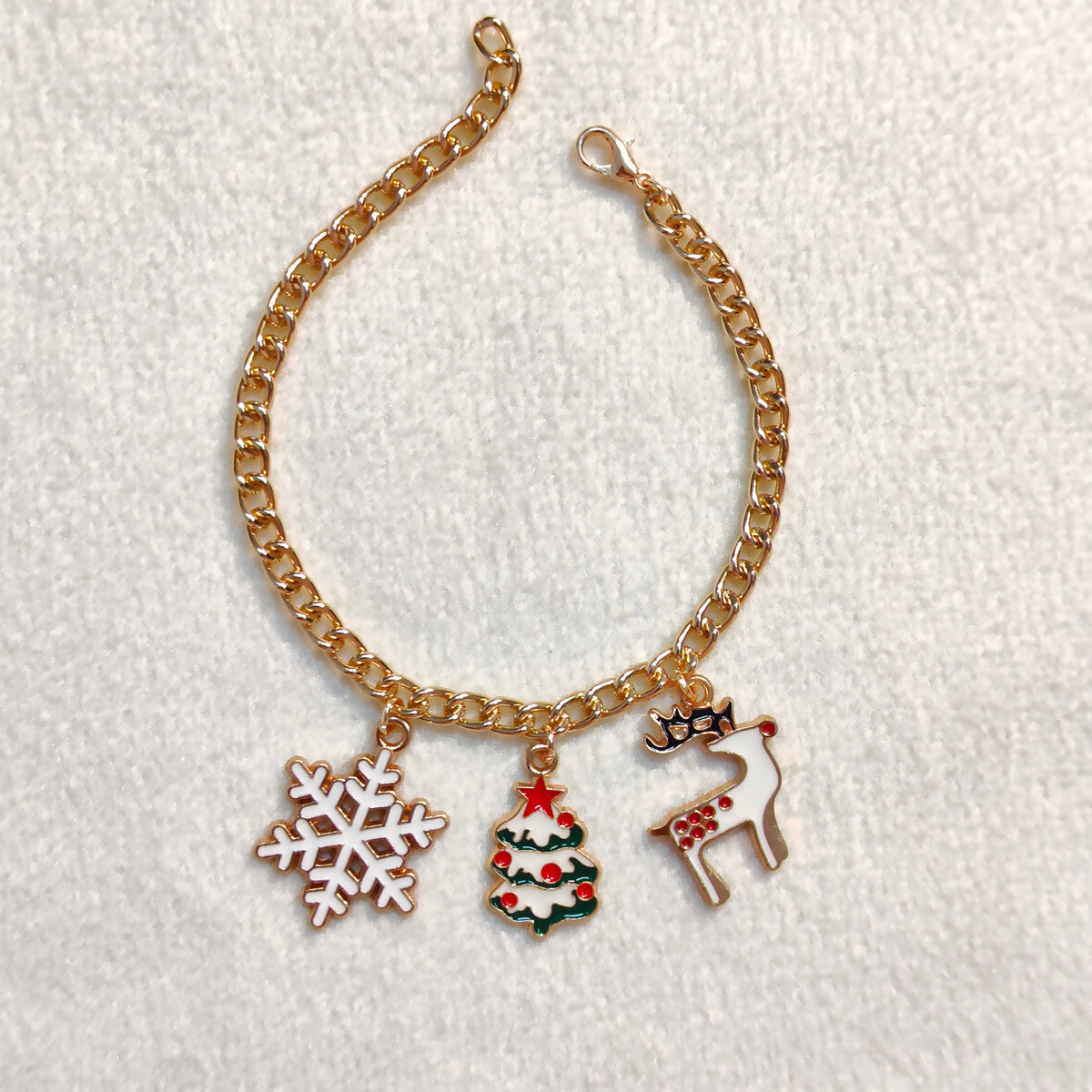 Three Charms Combo Christmas Golden Bracelet (Design CB4)