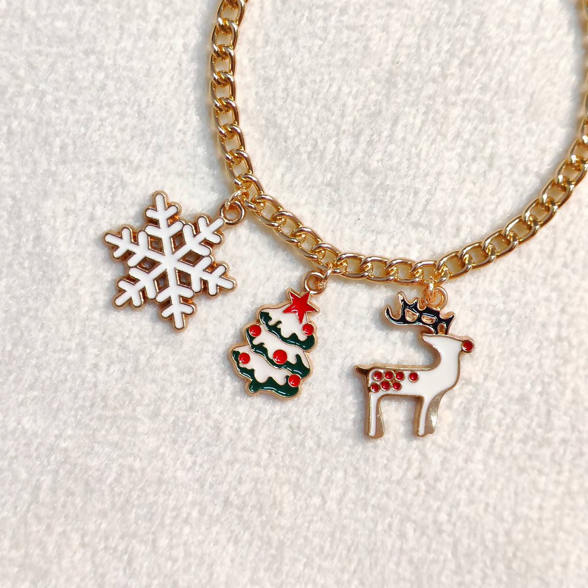 Three Charms Combo Christmas Golden Bracelet (Design CB4)