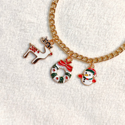 Three Charms Combo Christmas Golden Bracelet (Design CB6)