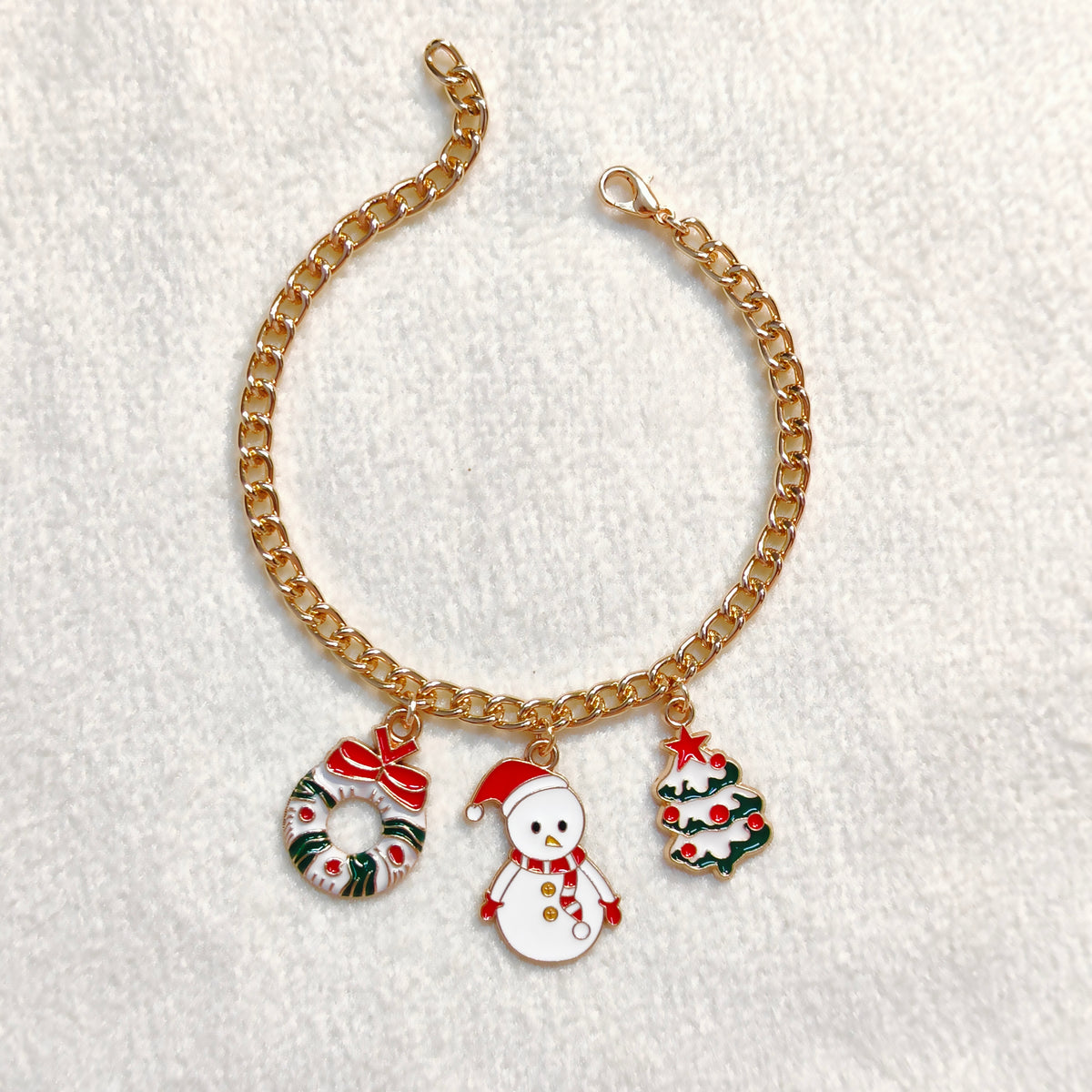 Three Charms Combo Christmas Golden Bracelet (Design CB3)