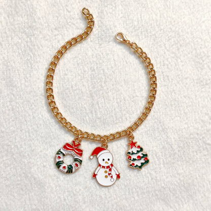 Three Charms Combo Christmas Golden Bracelet (Design CB3)