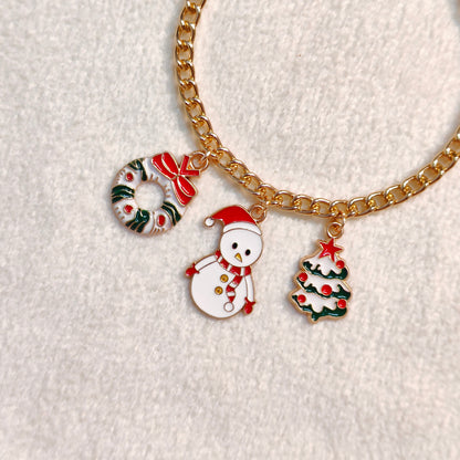 Three Charms Combo Christmas Golden Bracelet (Design CB3)