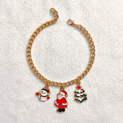 Three Charms Combo Christmas Golden Bracelet (Design CB5)