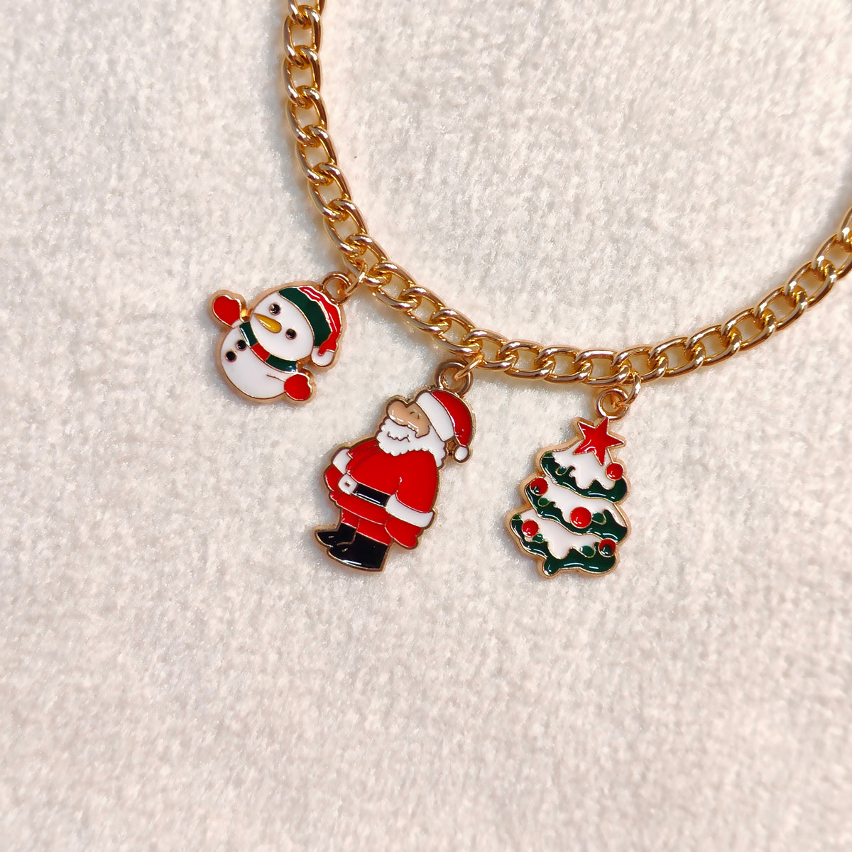 Three Charms Combo Christmas Golden Bracelet (Design CB5)