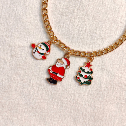 Three Charms Combo Christmas Golden Bracelet (Design CB5)