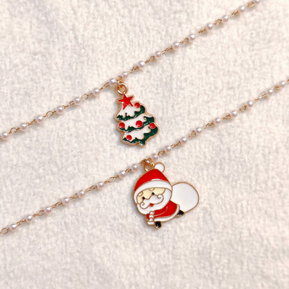 Xmas Tree & Sneaky Santa Christmas Pearl Chain Bracelets