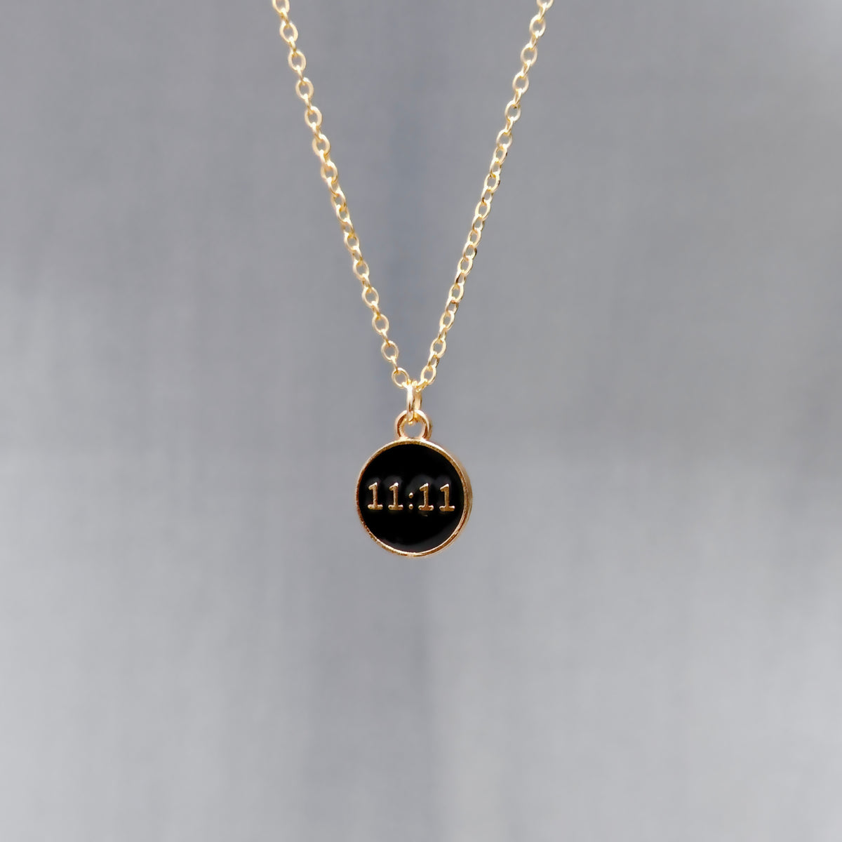Manifest Black 11:11 Coin Golden Christmas Charm Necklace