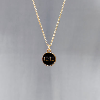 Manifest Black 11:11 Coin Golden Christmas Charm Necklace