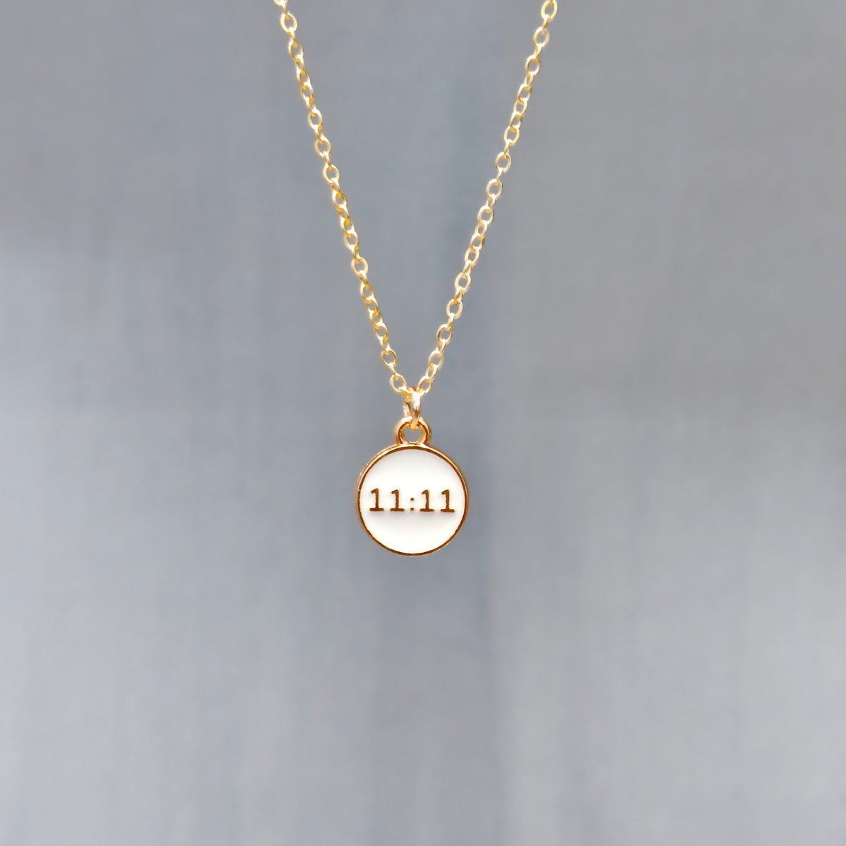 Manifest White 11:11 Coin Golden Christmas Charm Necklace
