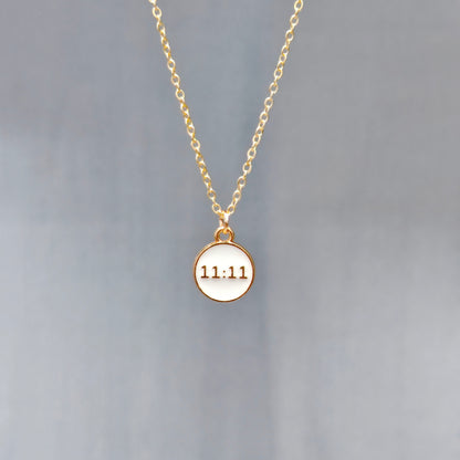 Manifest White 11:11 Coin Golden Christmas Charm Necklace