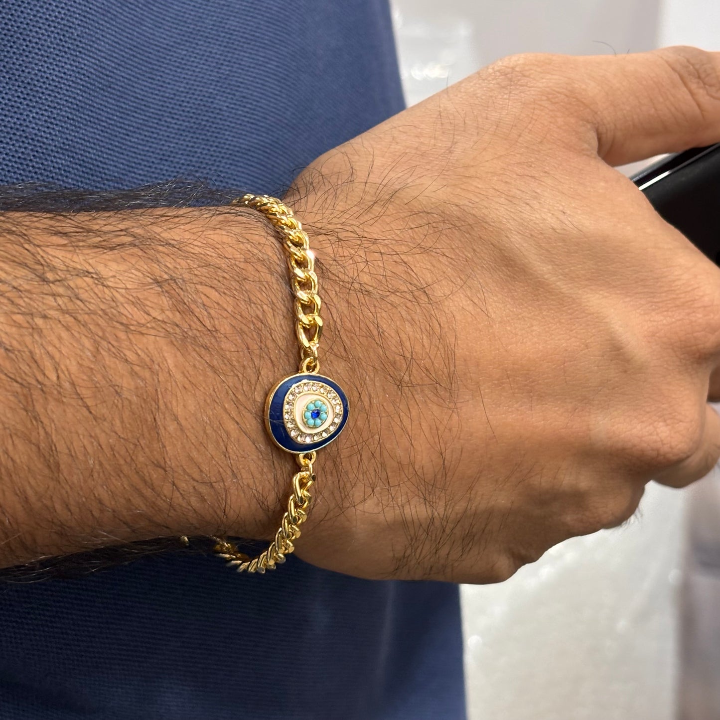 Curb Chain Evil Eye Bracelet for Men